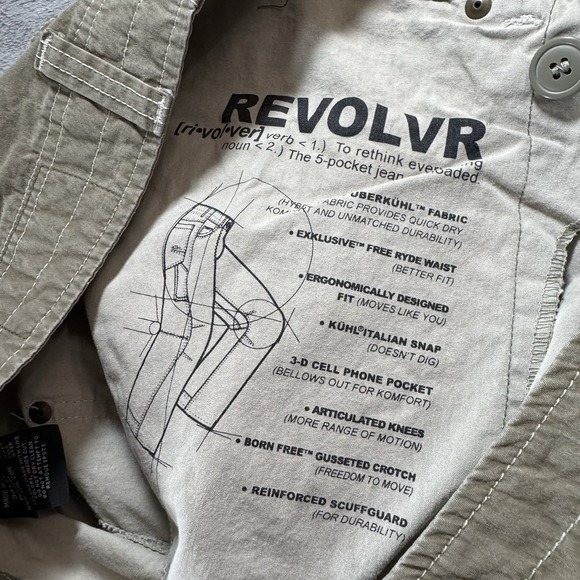 Kuhl Revolvr Pants Mens 34x27 Khaki Stretch Hiking Outdoor Patina Dye Gorpcore - Picture 13 of 16